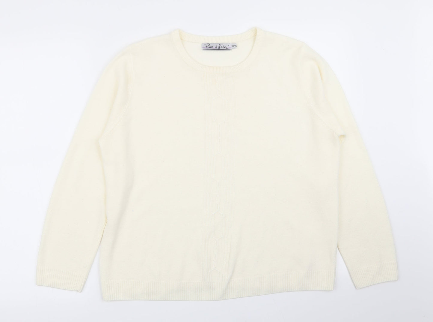 Pure & Natural Womens Ivory   Pullover Jumper Size 18