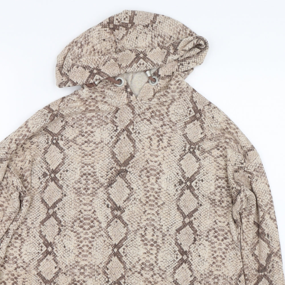 George Womens Brown Animal Print  Pullover Hoodie Size S