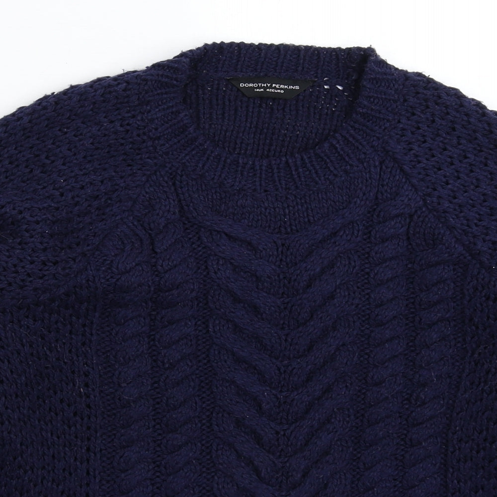 Dorothy Perkins Womens Blue  Knit Pullover Jumper Size 14