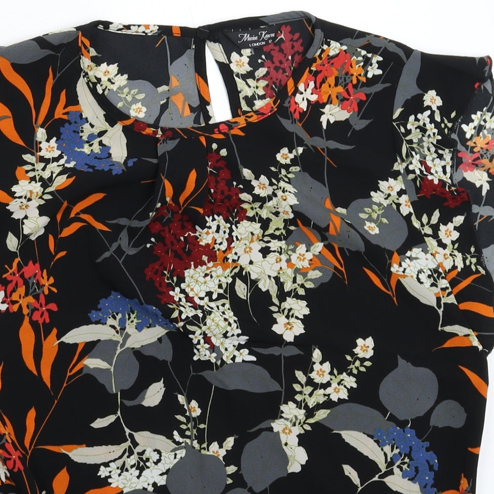 Marina Kaneva Womens Black Floral  Basic Blouse Size 12