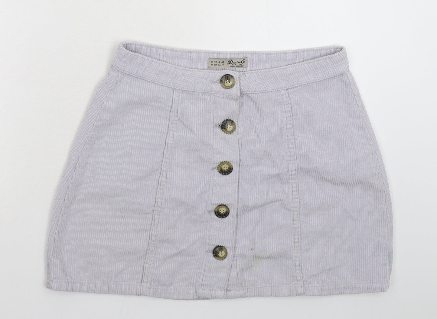 Denim & Co. Womens Grey  Corduroy A-Line Skirt Size 10