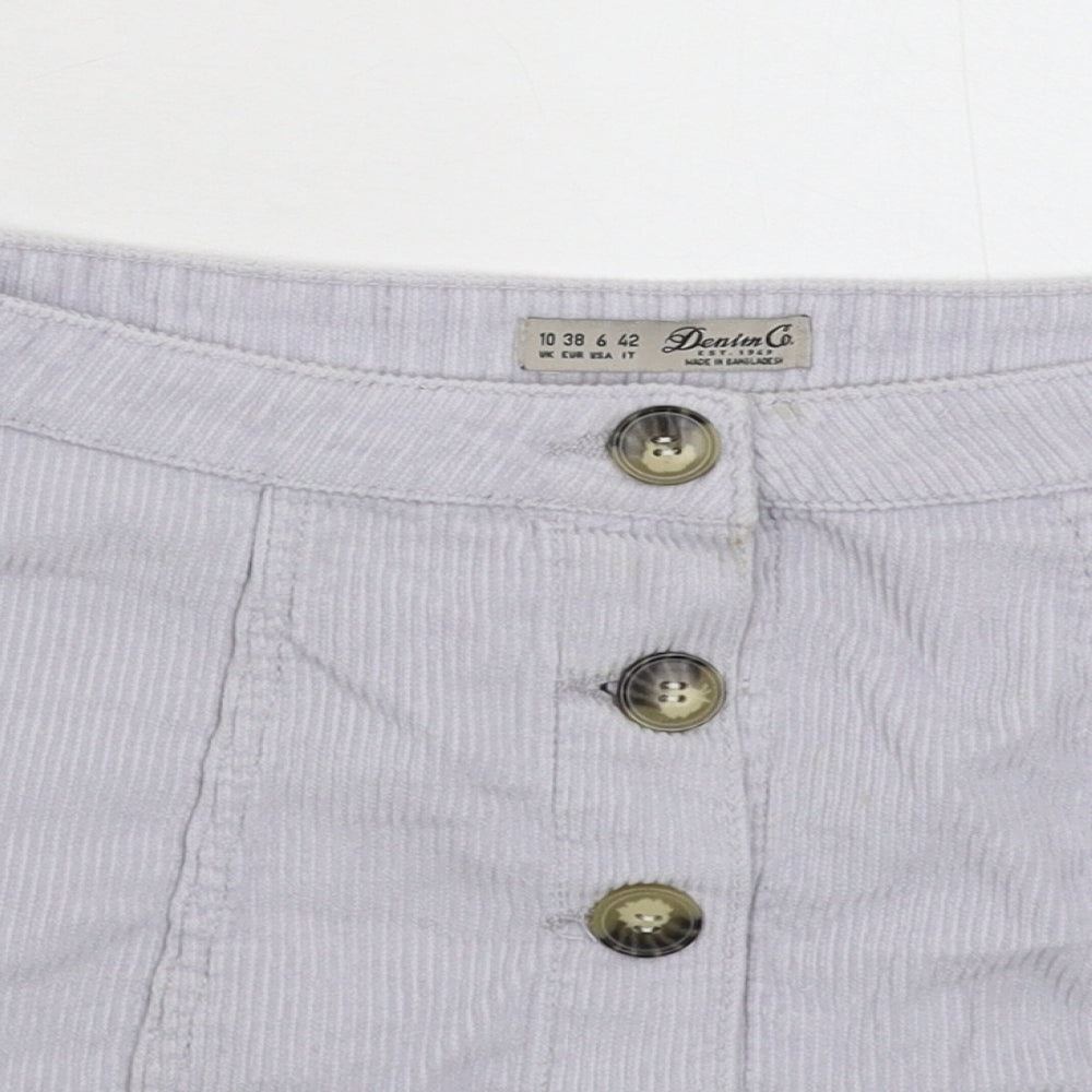 Denim & Co. Womens Grey  Corduroy A-Line Skirt Size 10