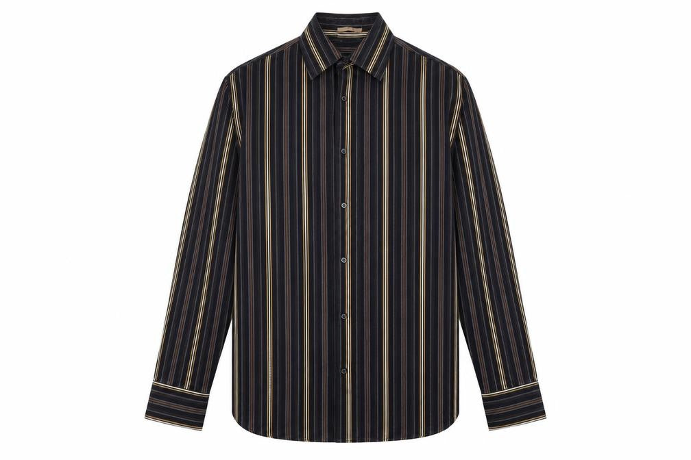 NEXT Mens Black Striped   Button-Up Size L