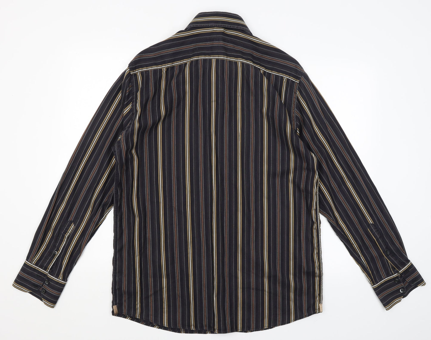 NEXT Mens Black Striped   Button-Up Size L