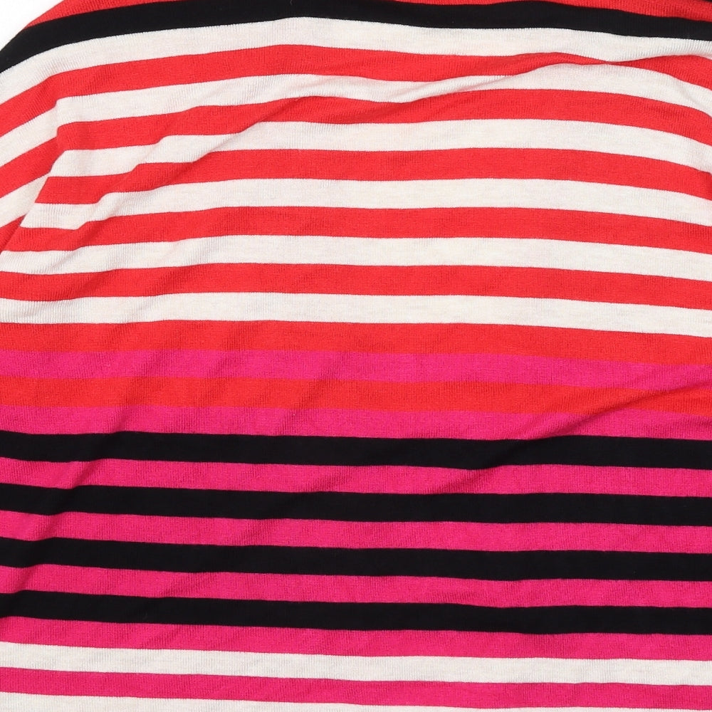 M&S Womens White Striped  Cardigan Jumper Size 12