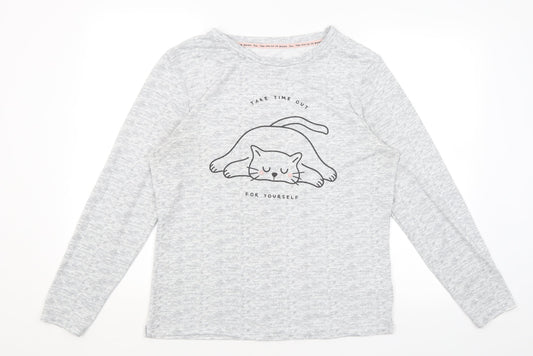 Love to Lounge Womens Grey Solid  Top Pyjama Top   - Cat