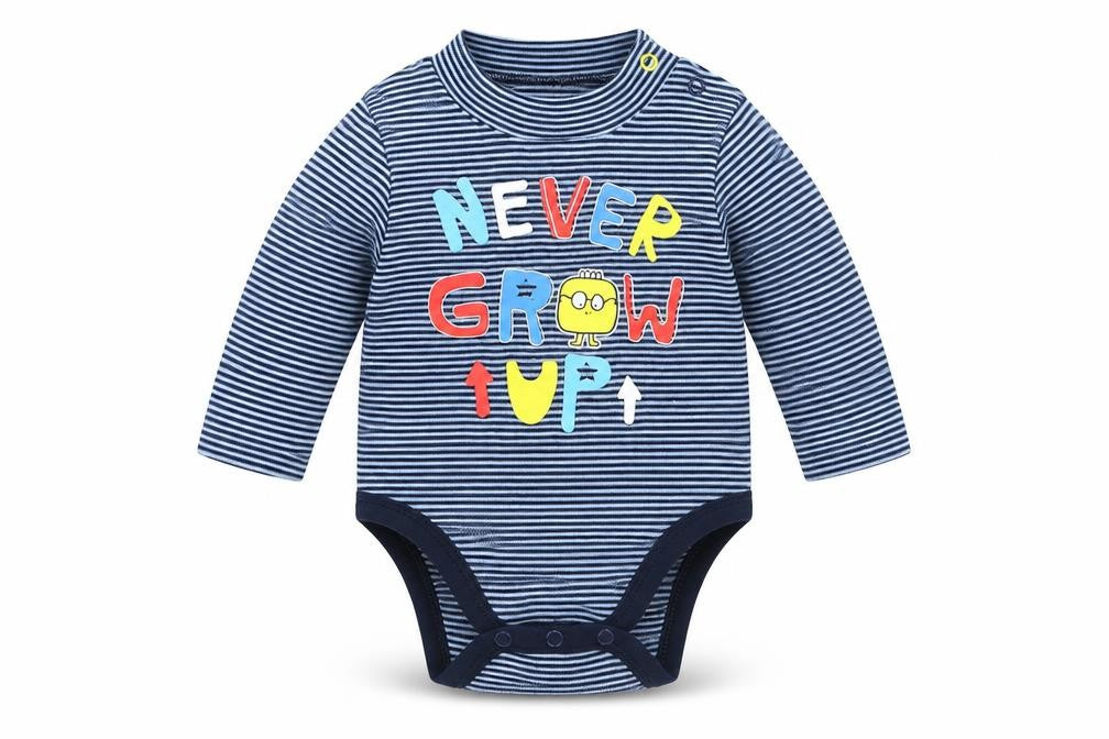 Ostin Boys Blue Striped  Babygrow One-Piece Size 0-3 Months  - never grow up