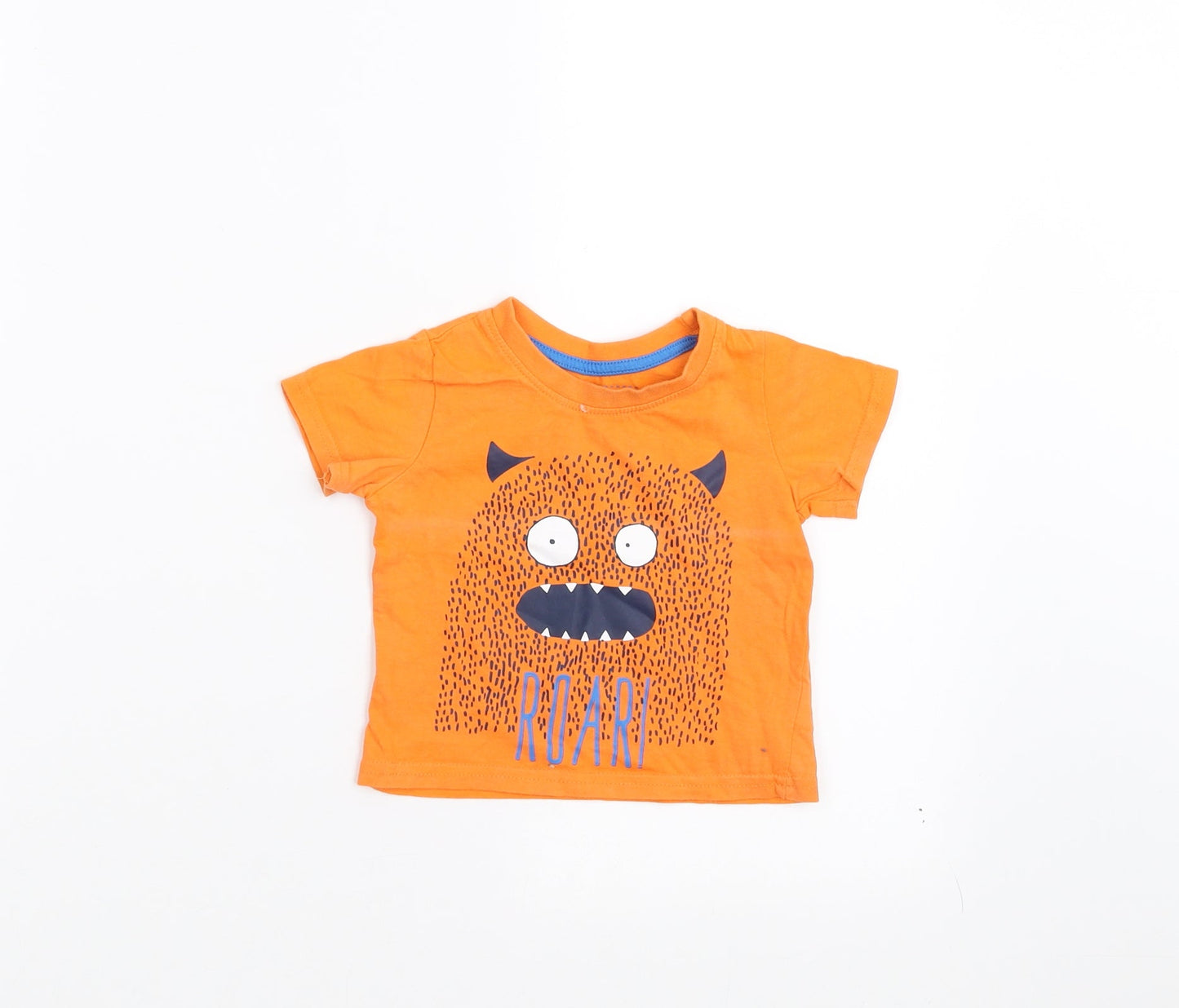 Primark Baby Orange   Basic T-Shirt Size 9-12 Months  - monster