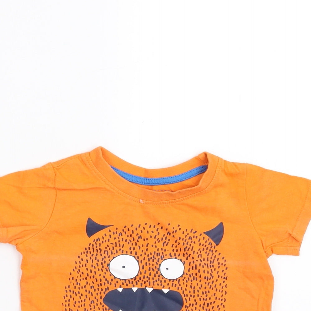 Primark Baby Orange   Basic T-Shirt Size 9-12 Months  - monster