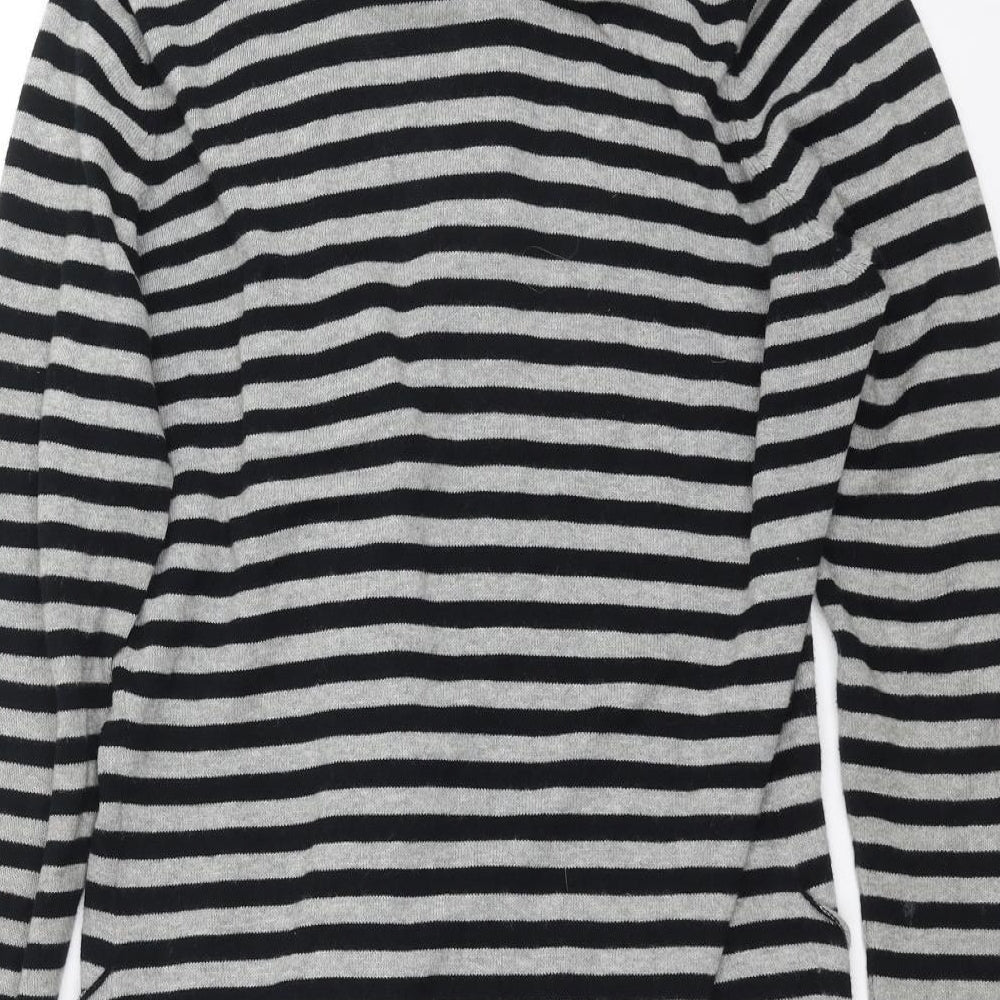 Internationale  Womens Black Striped Knit Cardigan Jumper Size 10
