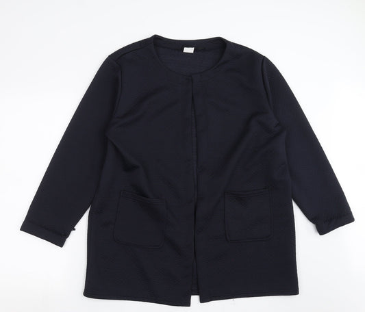 Gabriella Vicenza Womens Blue Geometric  Overcoat Jacket Size 16