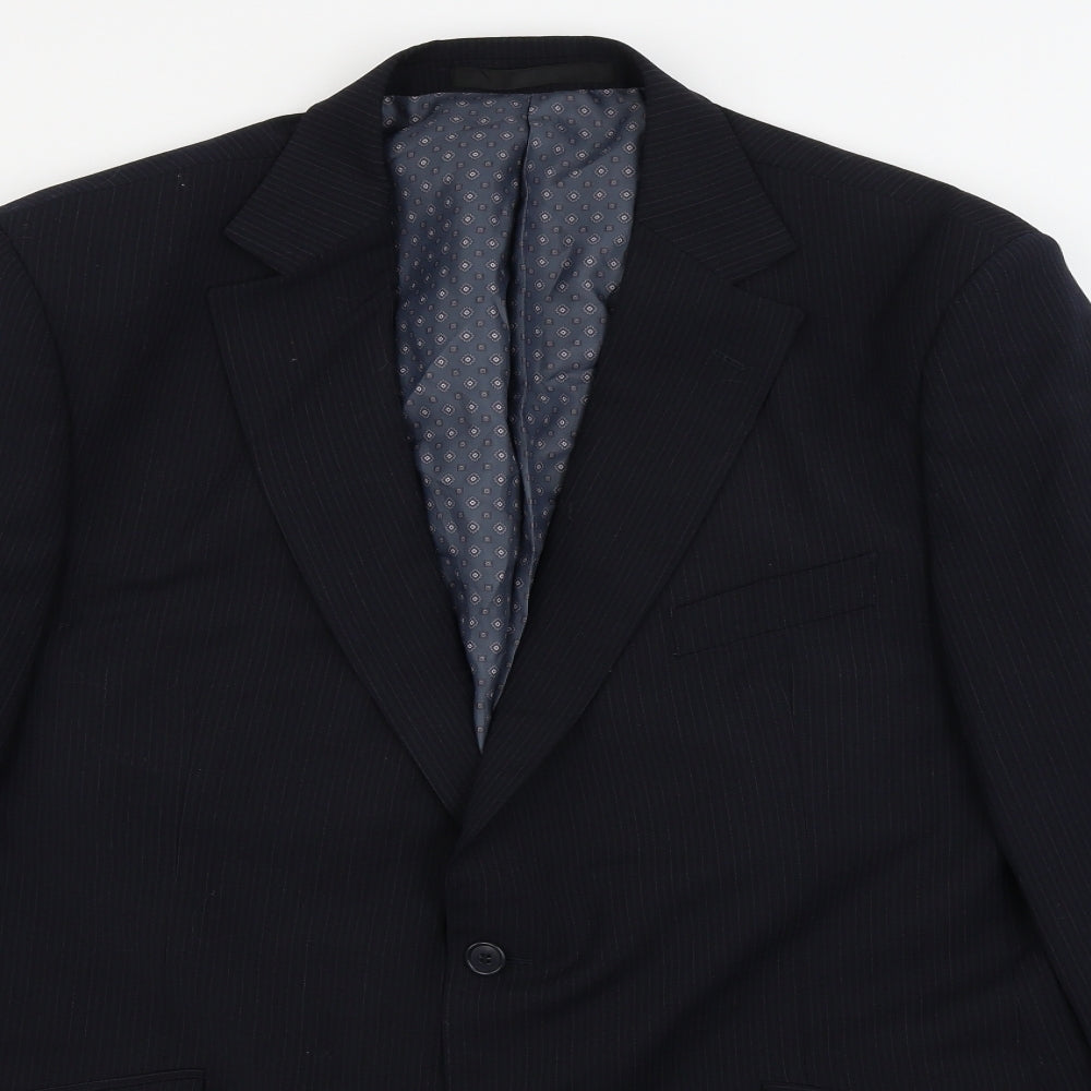 Impressions Mens Black Striped  Jacket Blazer Size 46