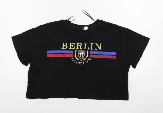 H&M  Womens Black   Basic T-Shirt Size L