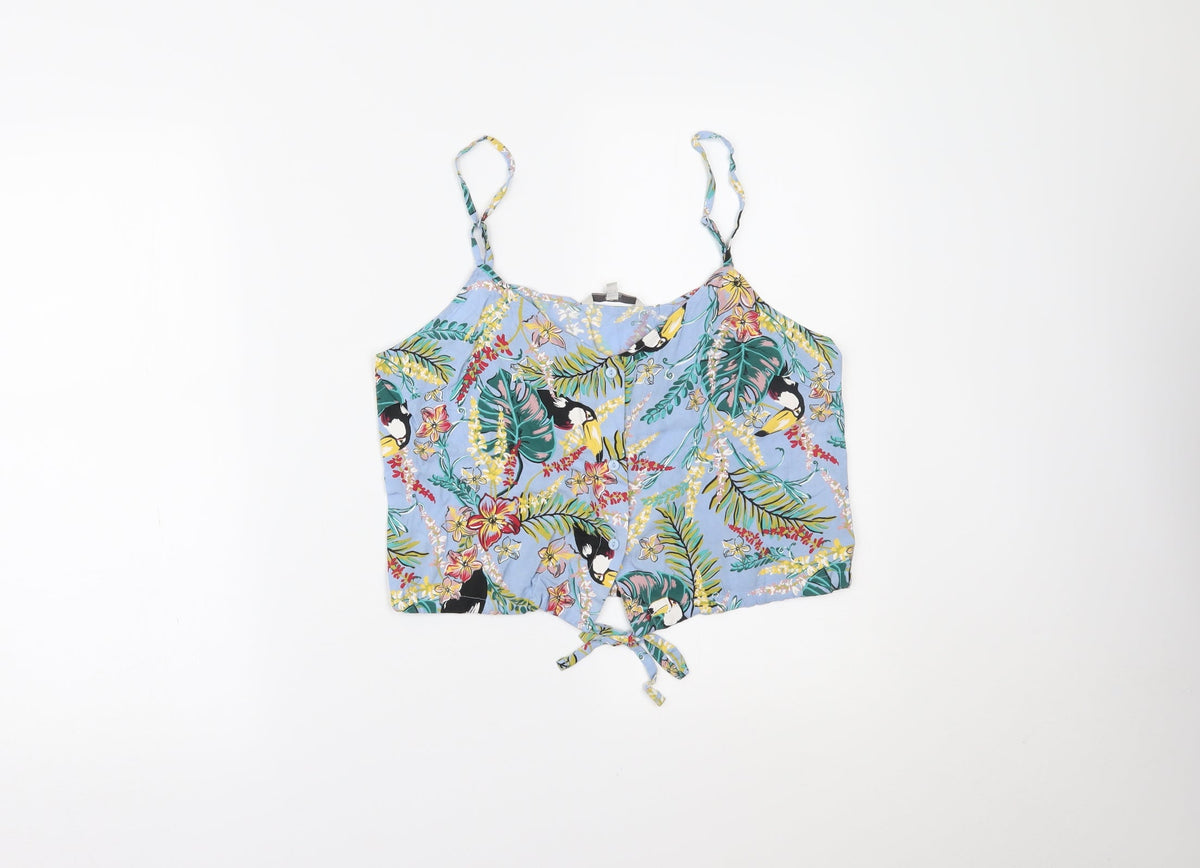 Clockhouse Womens Multicoloured Floral  Cropped Tank Size 10