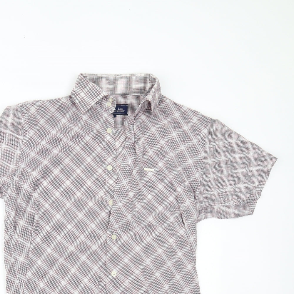 Daniel Lei Mens Red Check   Button-Up Size S