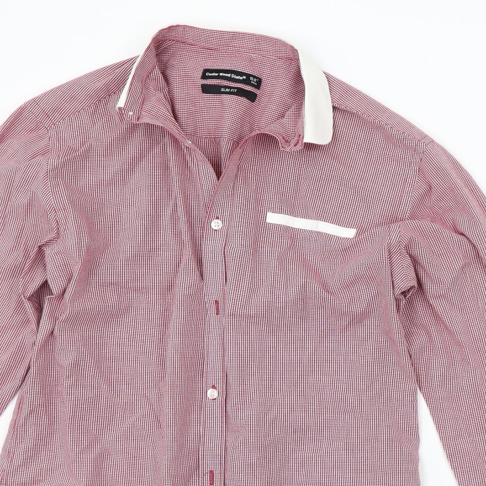 Cedar Wood State Mens Red Geometric   Button-Up Size 15.5