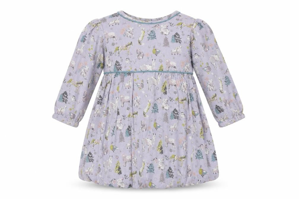 Front view of Monsoon Baby Blue Geometric A-Line, size 0-3, Months