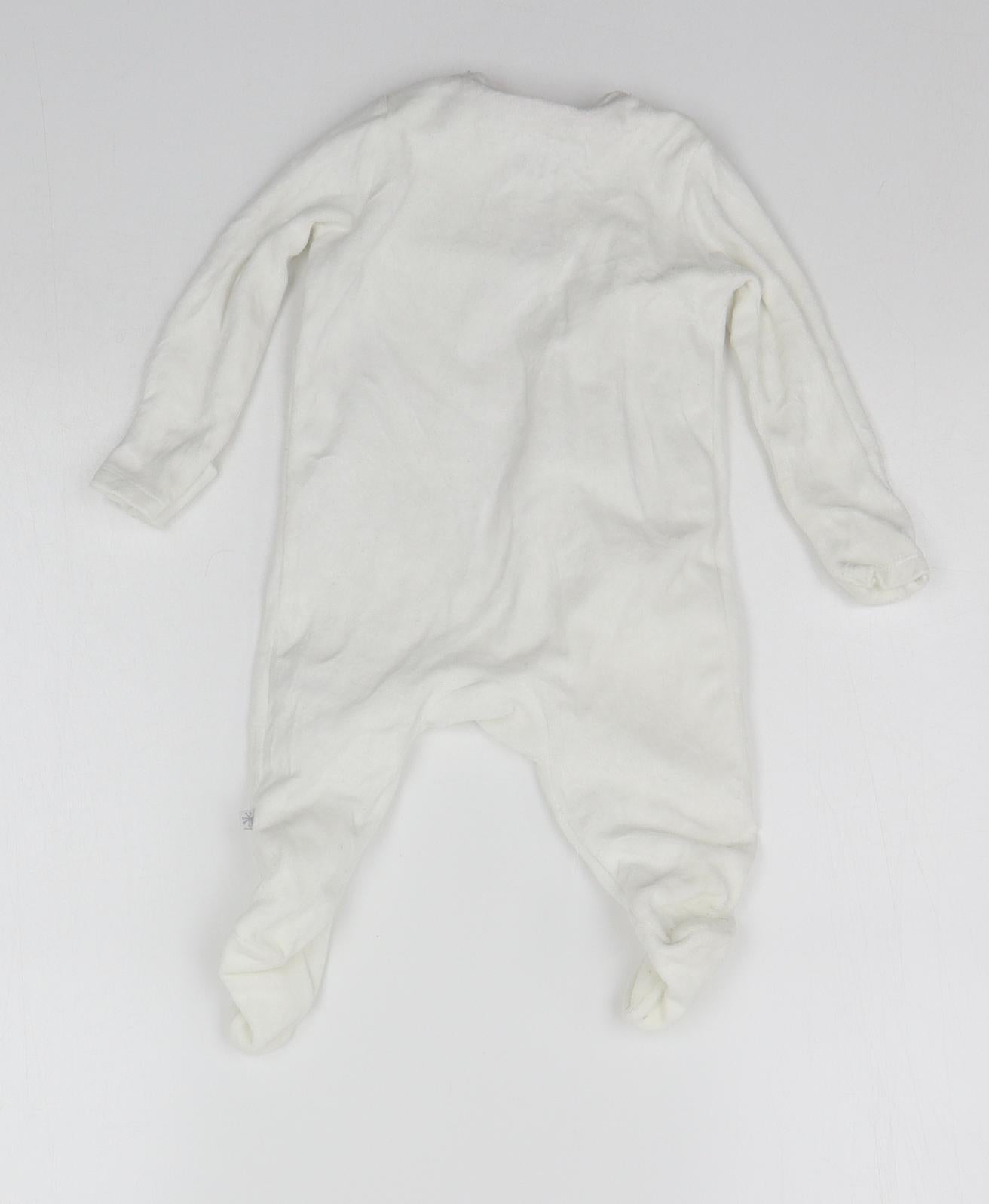 F&F Baby White   Catsuit One-Piece Size 3-6 Months  - details on chest