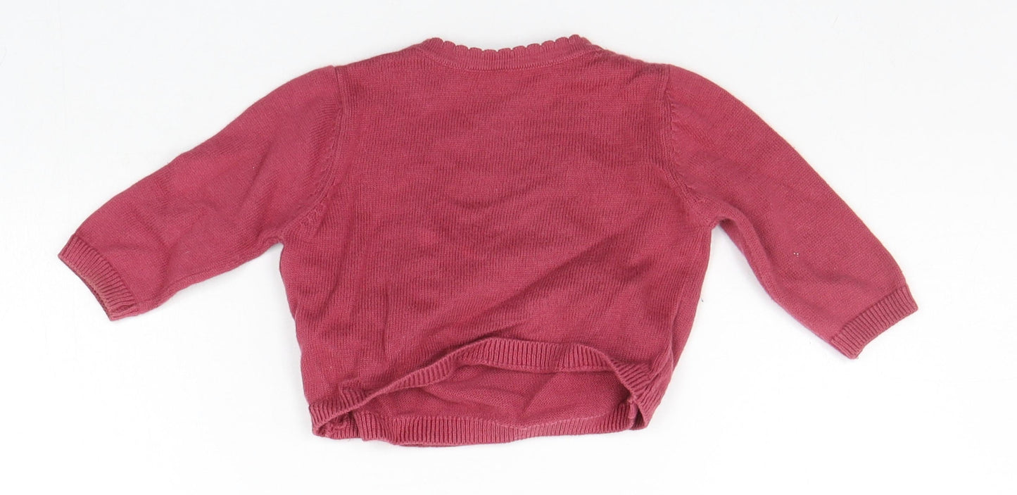 Marks and Spencer Girls Red   Pullover Jumper Size 0-3 Months