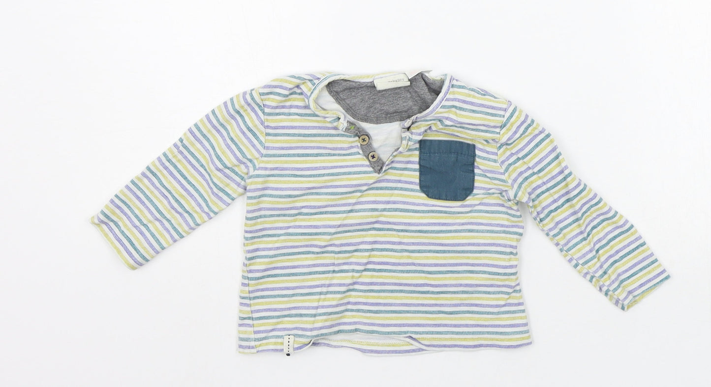 Zara Baby Multicoloured Striped  Basic T-Shirt Size 9-12 Months