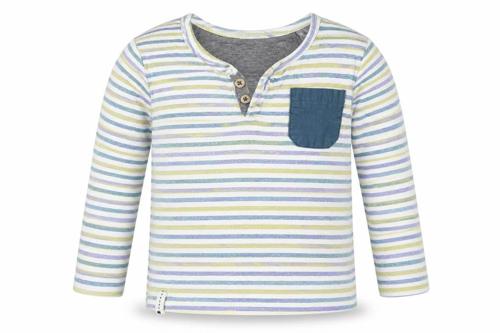 Front view of Zara Baby Multicoloured Striped Basic T-Shirt, size 9-12, Months