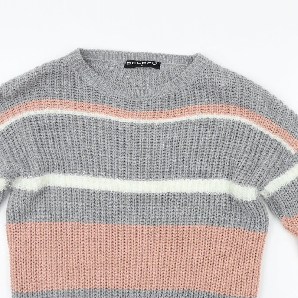Select Womens Green Striped  Pullover Jumper Size S