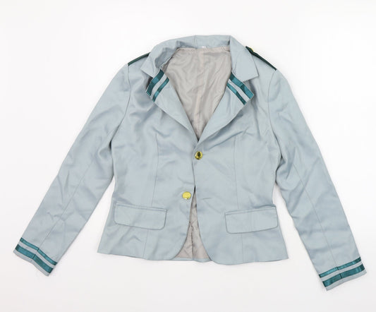 Preworn Womens Blue Striped  Jacket Suit Jacket Size S