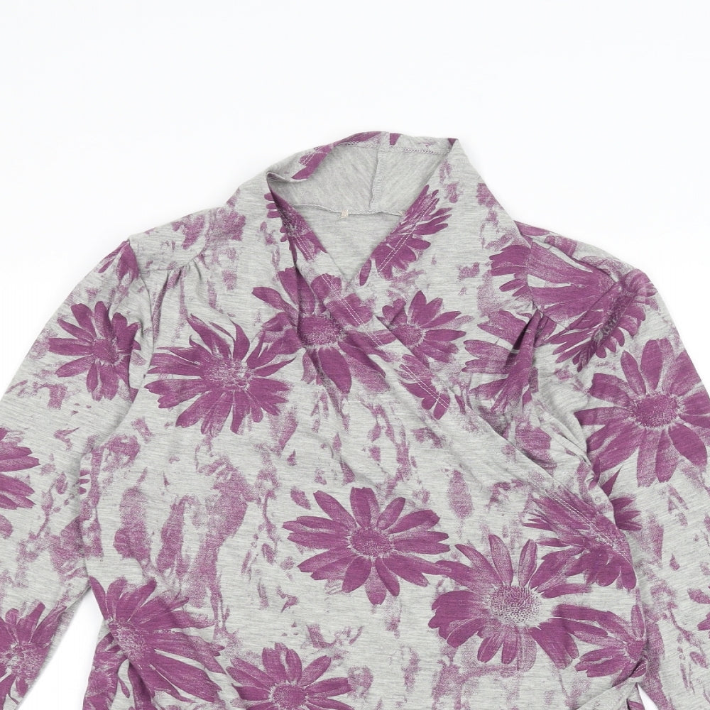 Soon Womens Grey Floral  Cardigan Jumper Size 12