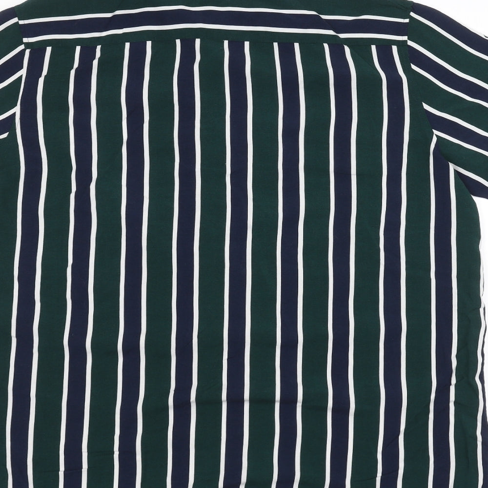 H&M Womens Green Striped  Basic Button-Up Size L