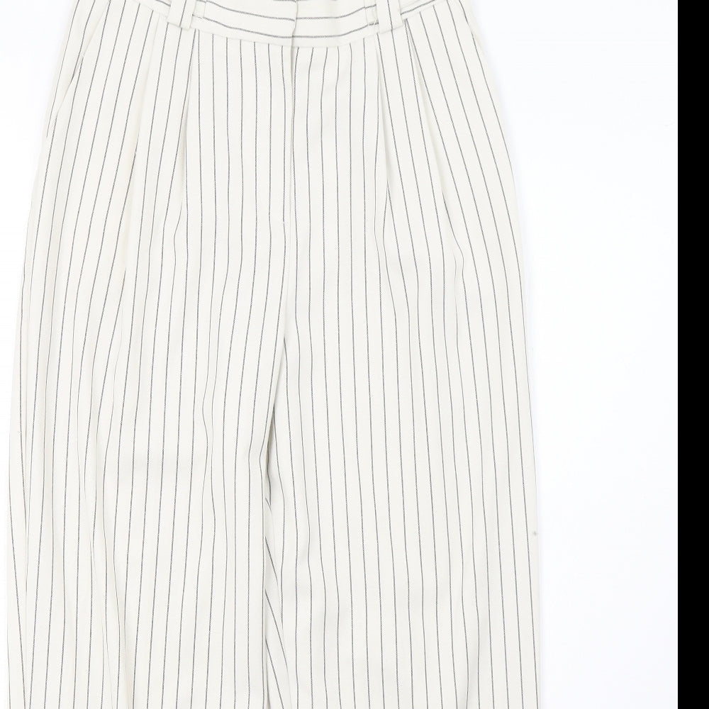 Topshop Womens White Striped  Trousers  Size 6 L27 in