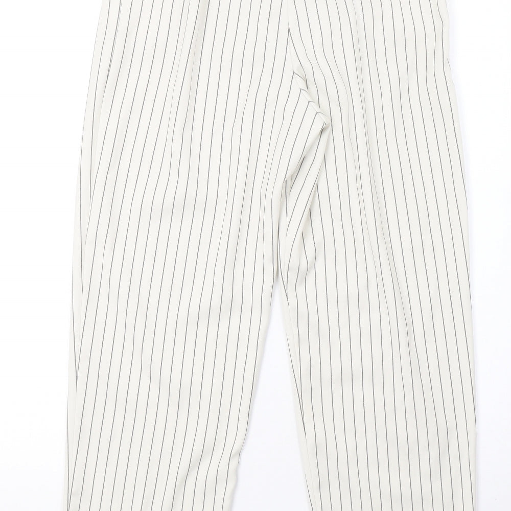Topshop Womens White Striped  Trousers  Size 6 L27 in