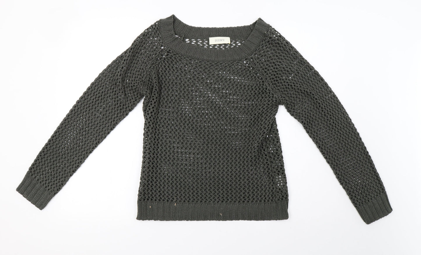 INTOWN Womens Green  Knit Pullover Sweatshirt Size S