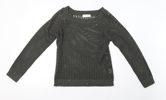 INTOWN Womens Green  Knit Pullover Sweatshirt Size S