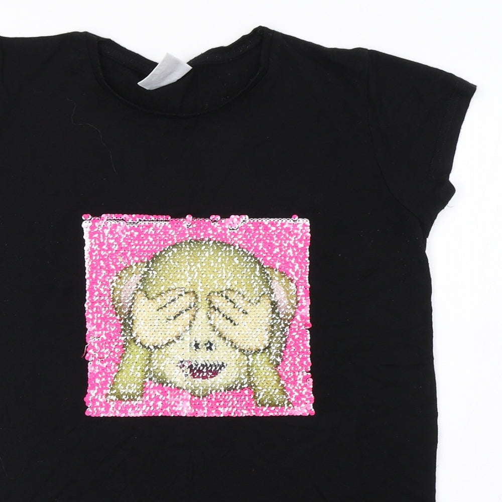 Preworn Girls Black   Basic T-Shirt Size 11-12 Years