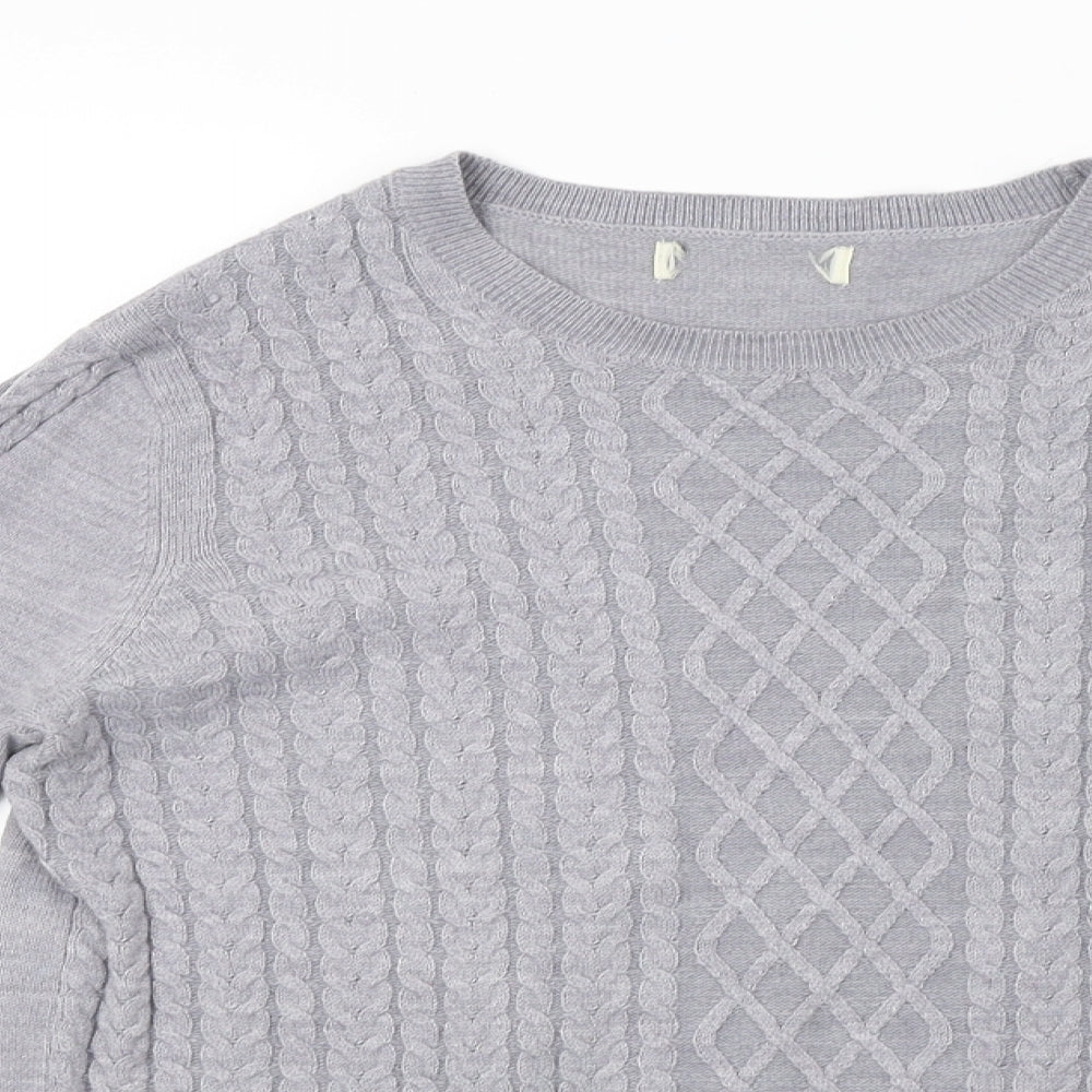 Matalan Womens Grey Geometric Knit Pullover Sweatshirt Size 10