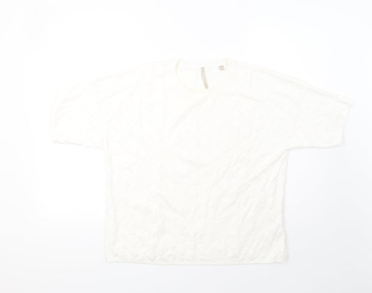 Anthology Womens White  Knit Pullover Sweatshirt Size 14