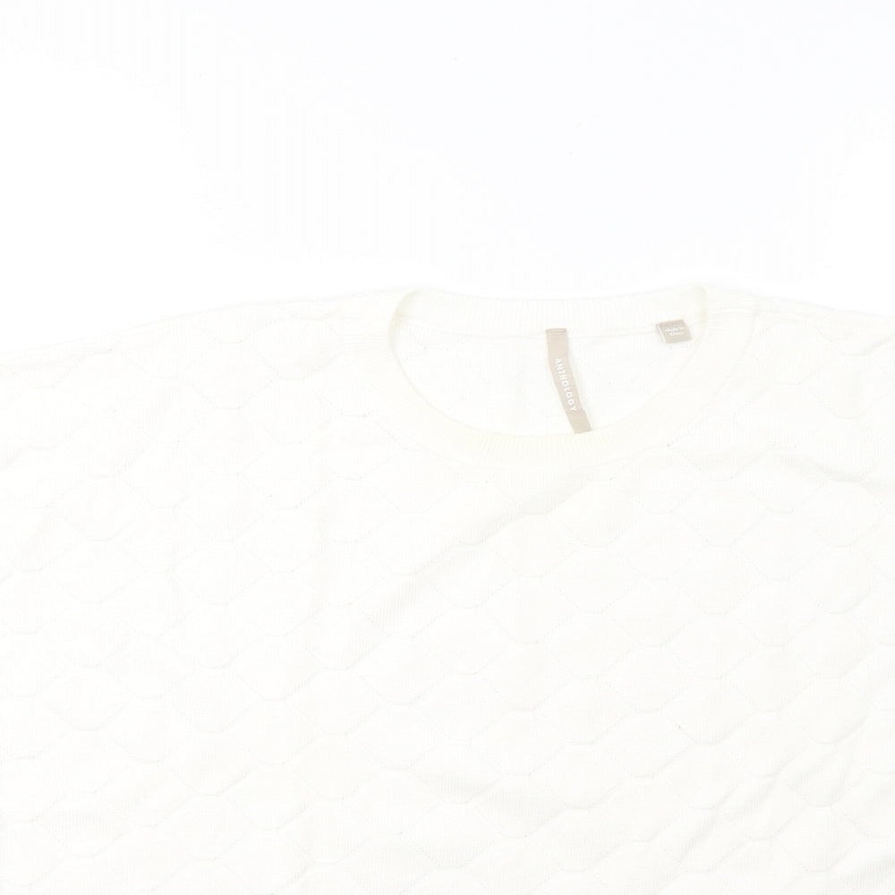 Anthology Womens White  Knit Pullover Sweatshirt Size 14