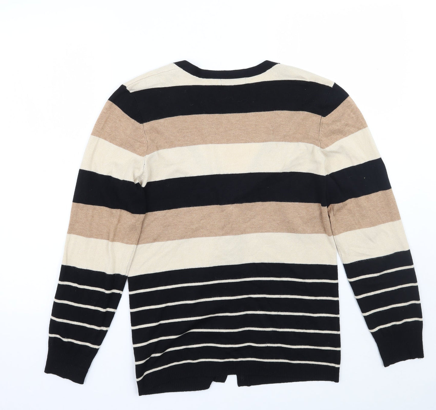 BM Womens Brown Striped  Cardigan Jumper Size S