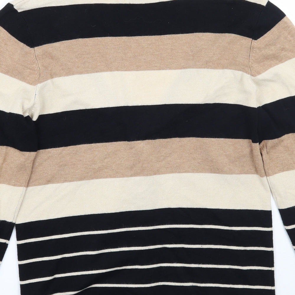 BM Womens Brown Striped  Cardigan Jumper Size S