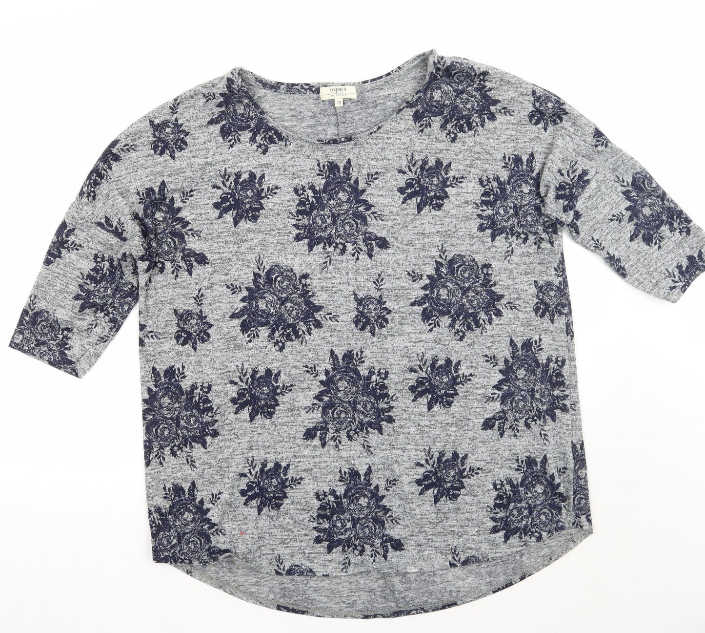 Papaya Womens Grey Floral  Pullover Jumper Size 12