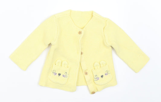 George Girls Yellow   Cardigan Jumper Size 6-9 Months