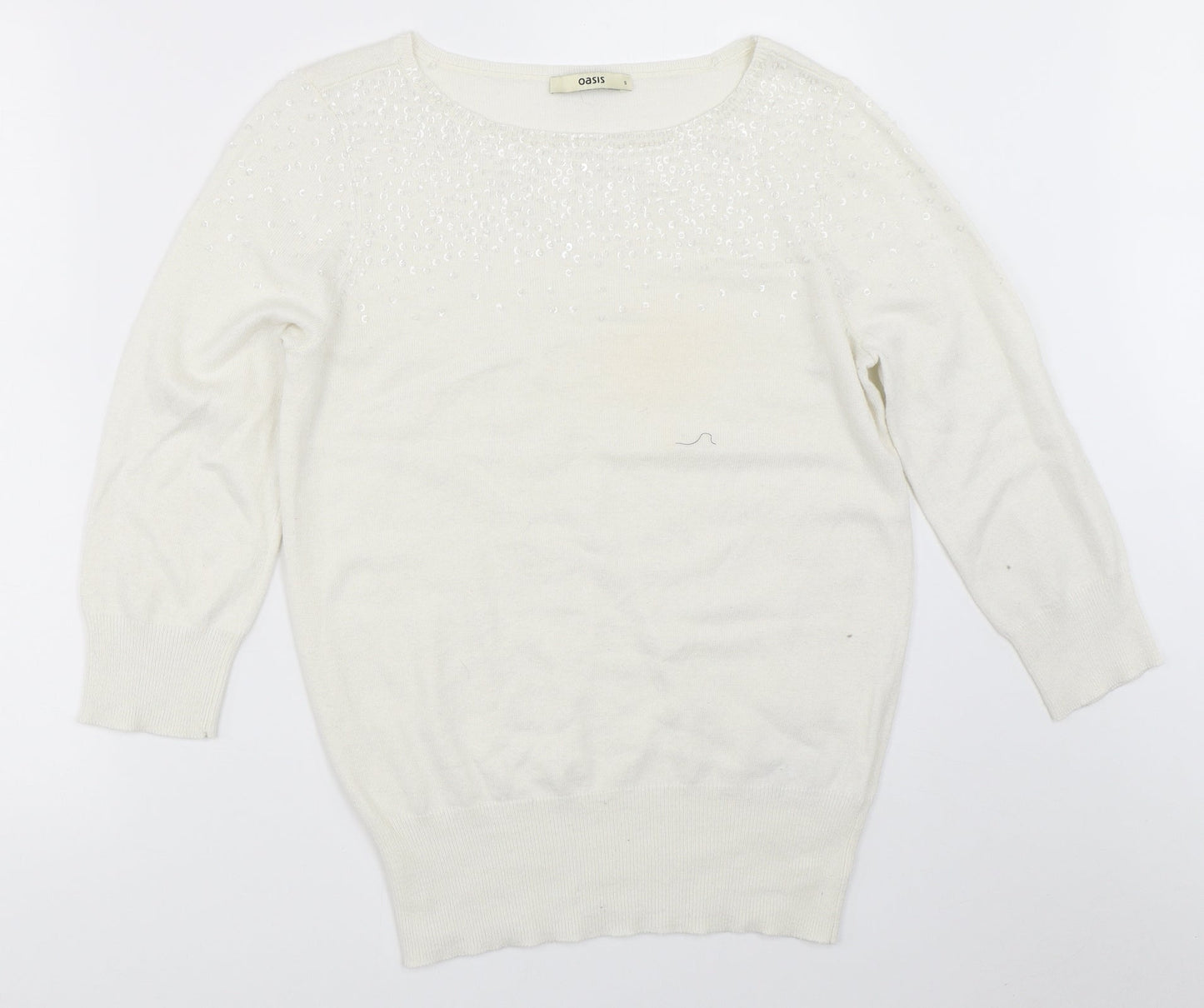 Oasis Womens White   Pullover Jumper Size S