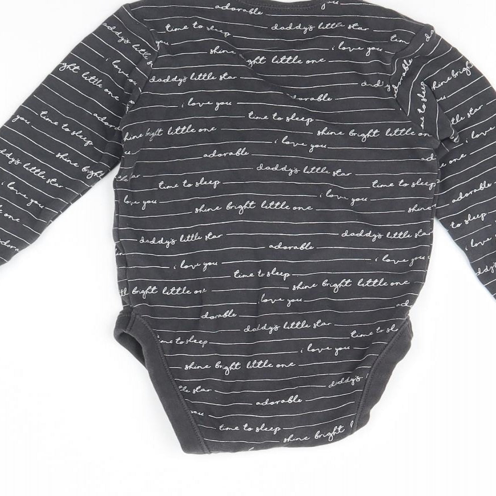 George Baby Grey Striped  Babygrow One-Piece Size 18 Months