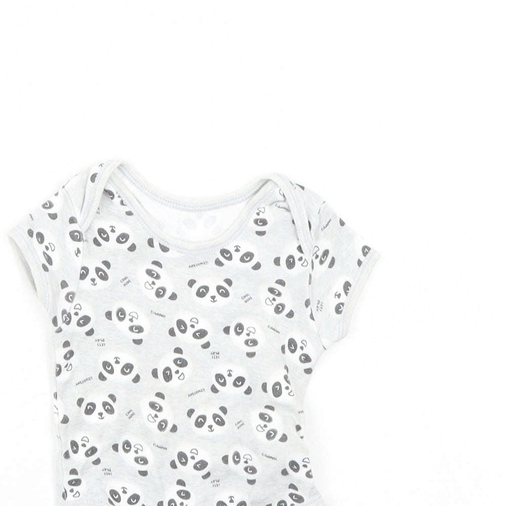 Primark Baby Grey Animal Print  Babygrow One-Piece Size 0-3 Months  - Panda
