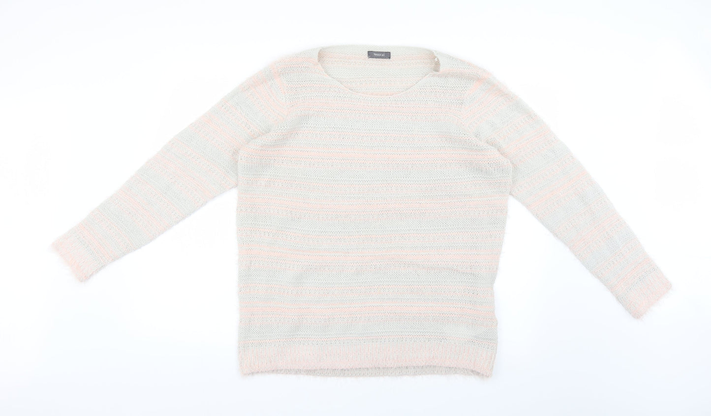 yassica Womens Pink Striped  Pullover Jumper Size XL