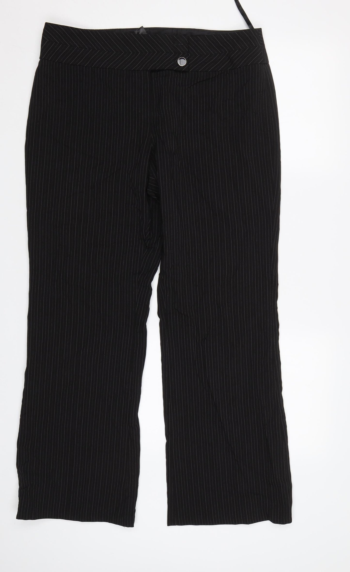 Debenhams Womens Black Striped  Dress Pants Trousers Size 14 L30 in