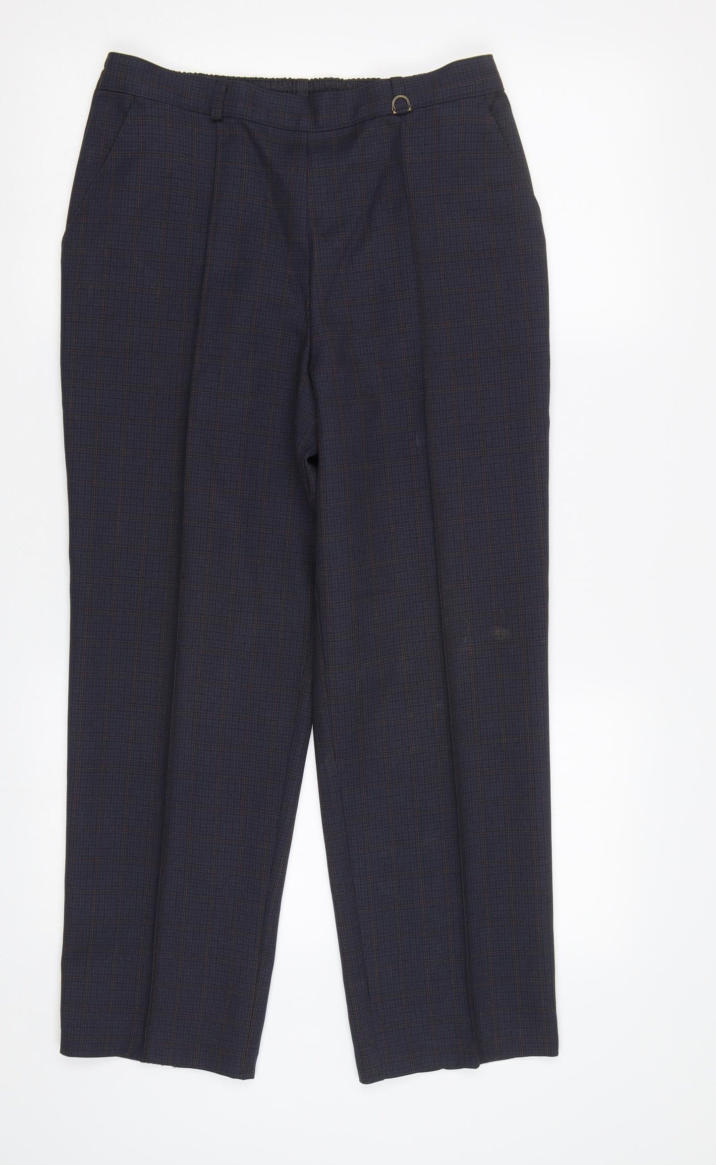 M&S Womens Blue Check  Dress Pants Trousers Size 12 L27 in