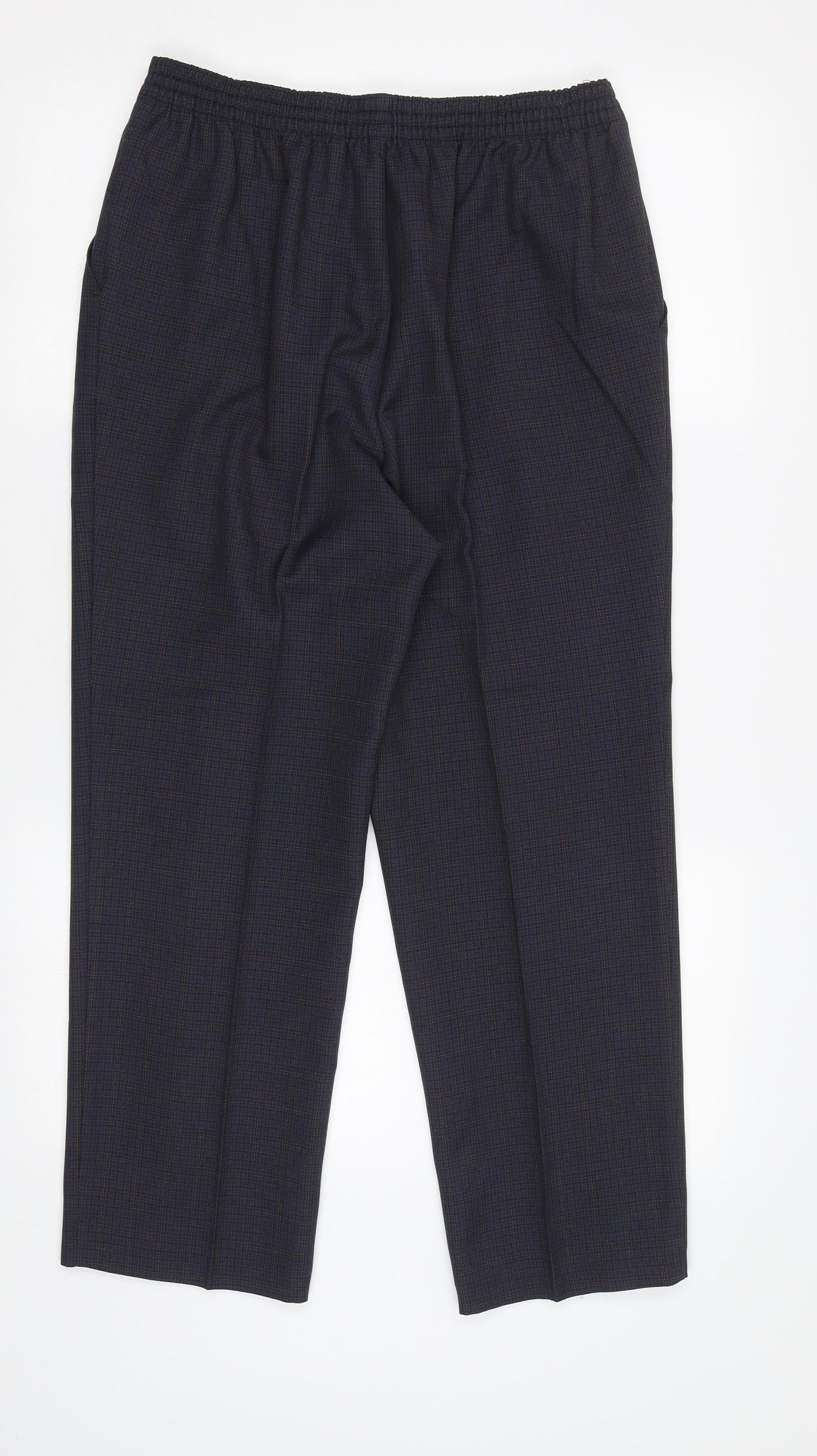 M&S Womens Blue Check  Dress Pants Trousers Size 12 L27 in