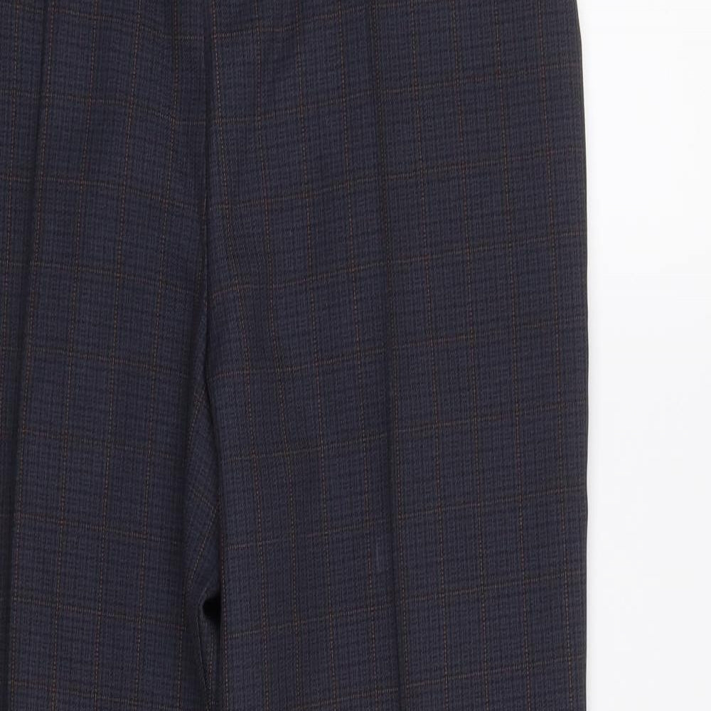 M&S Womens Blue Check  Dress Pants Trousers Size 12 L27 in