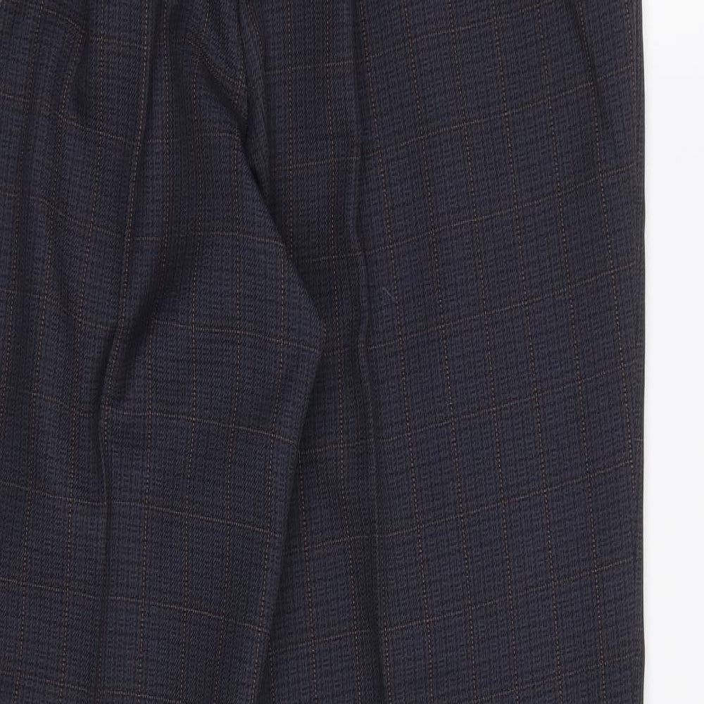 M&S Womens Blue Check  Dress Pants Trousers Size 12 L27 in